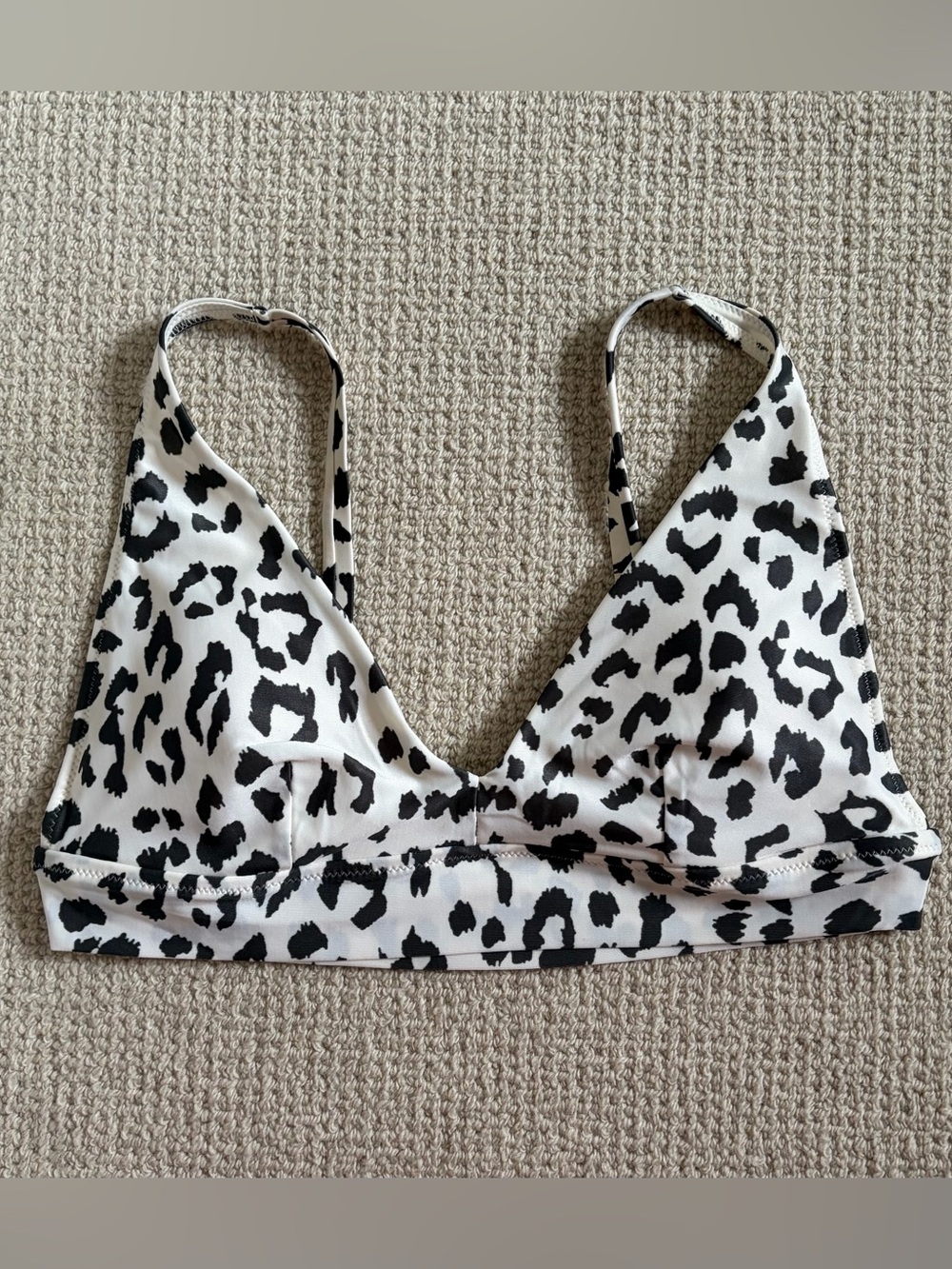 Aerie Leopard Print Swim Top - White & Black